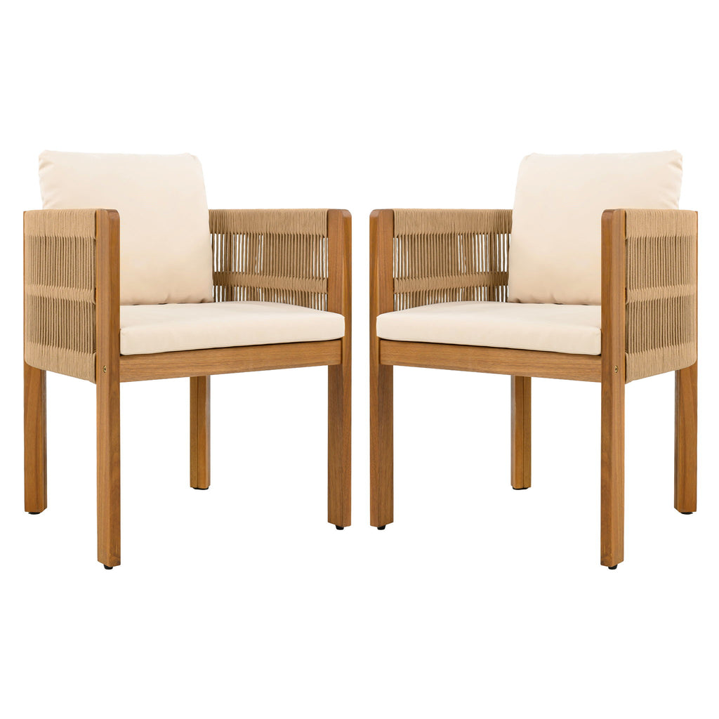 Outdoor Dining Chairs With Rope Handles (Set of 2)