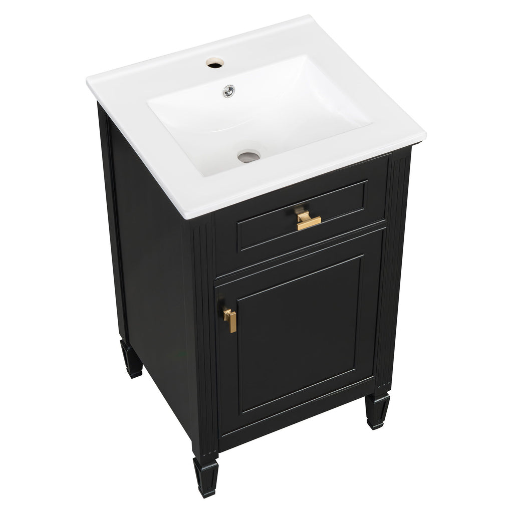 Bathroom Vanity With Sink, Adjustable Shelf, Tilt-Out Drawer