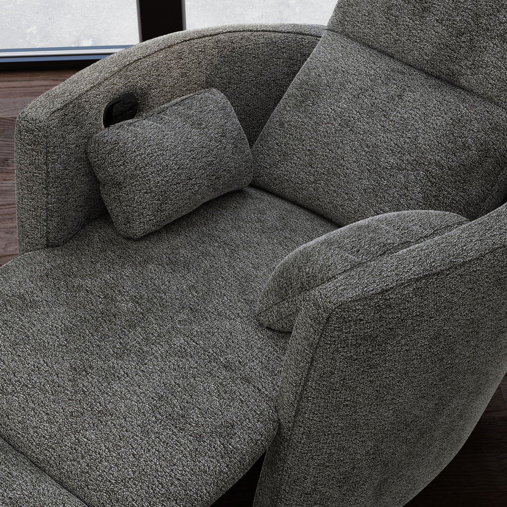 Milan - Swivel Recliner With Manual Footrest - Gray