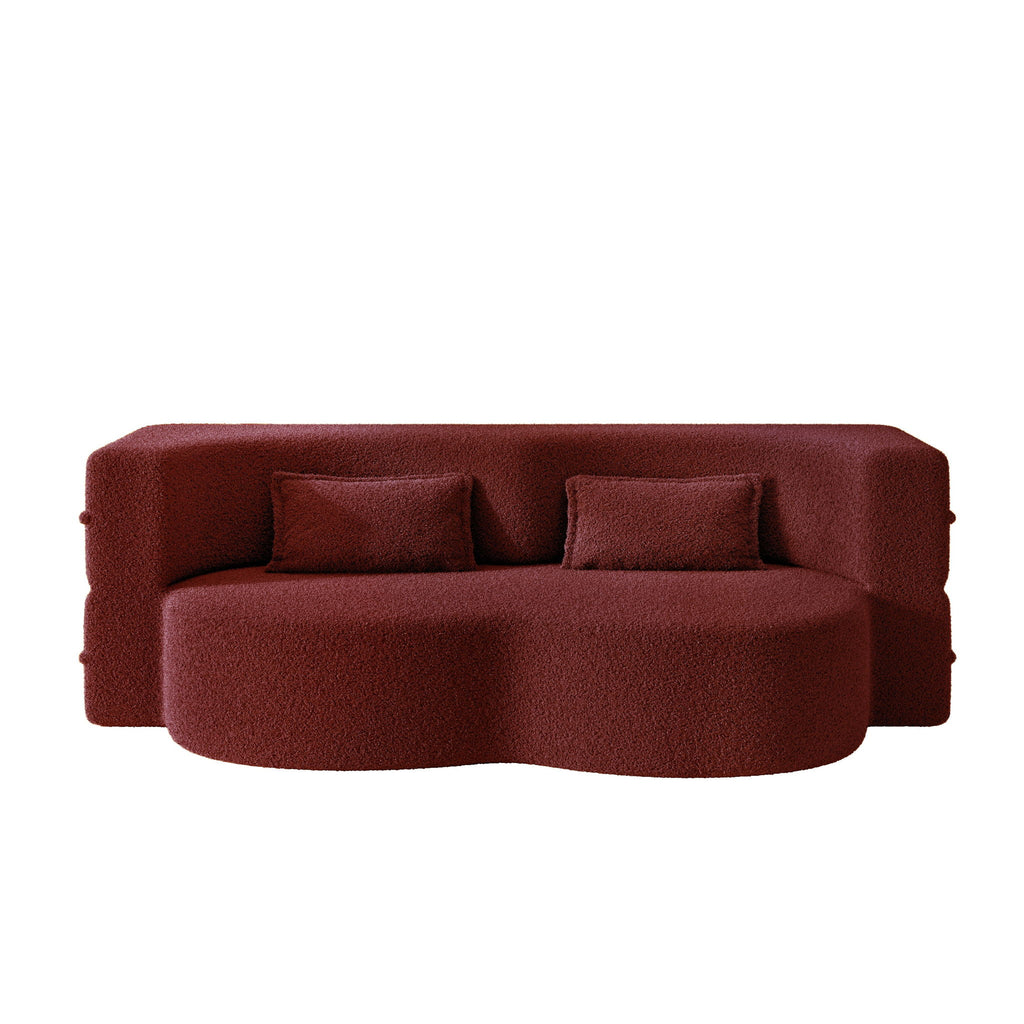 Modern Floor Sleeper Sofa Bed With 2 Pillows, Convertible Twin Size Folding Mattress For Living Room