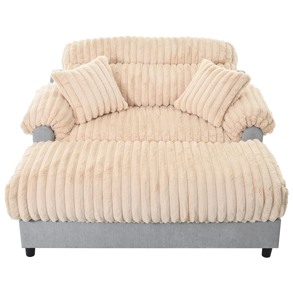 Chaise Lounge Cloud Sofa With 2 Throw Pillows - Champagne