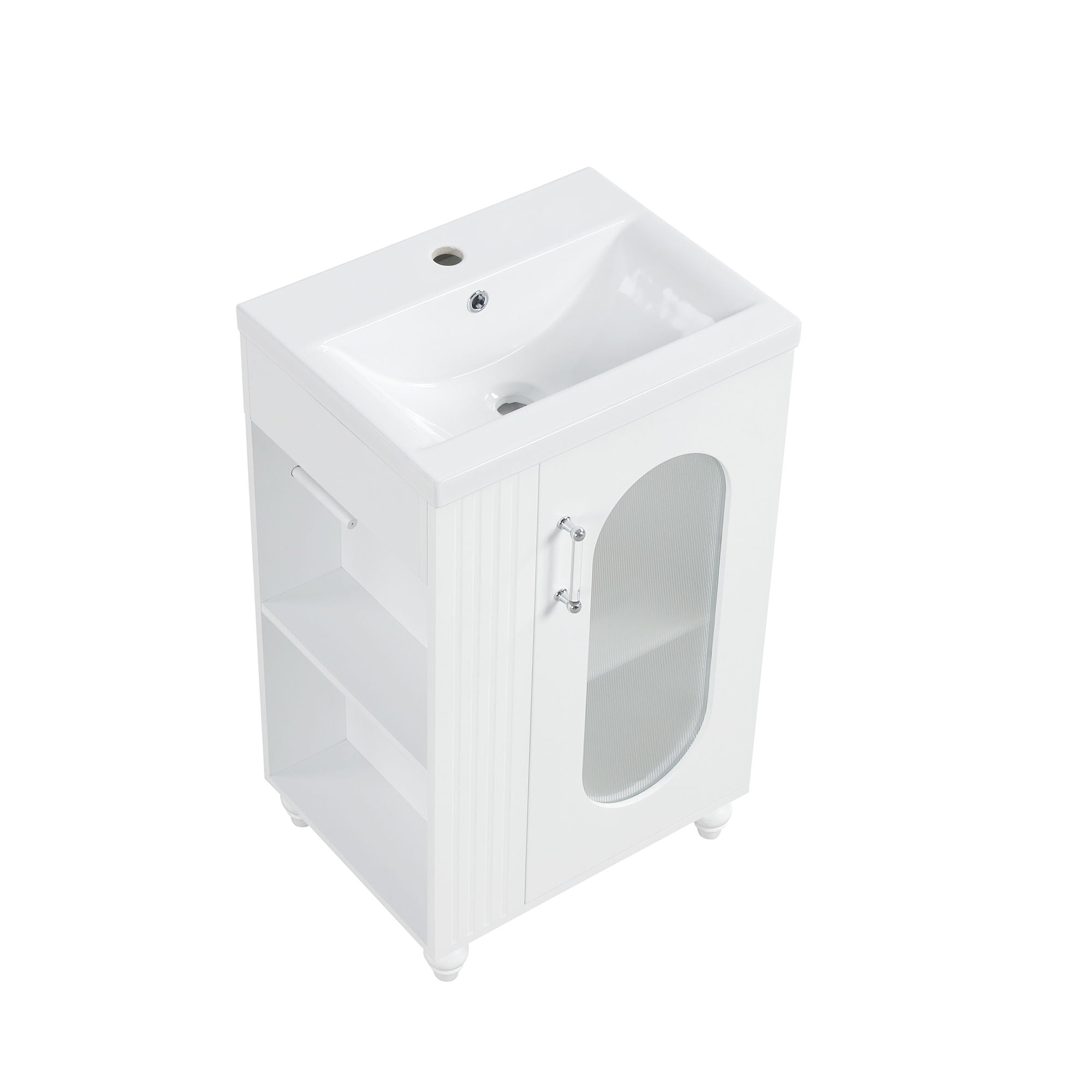 Modern Bathroom Vanity With Sink, Adjustable 2 Tier Shelf