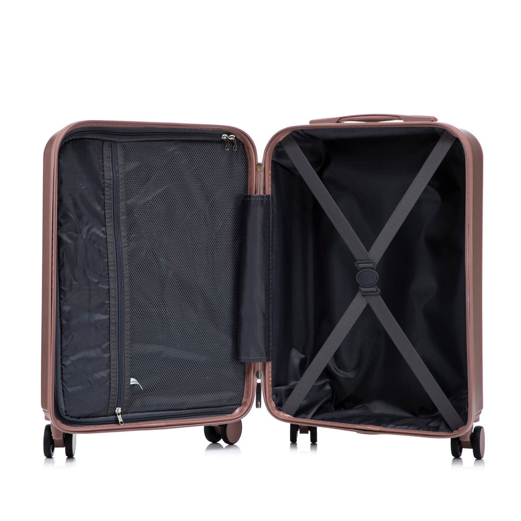 Luggage Set With Cosmetic Case, Combination Lock, Front Opening Design