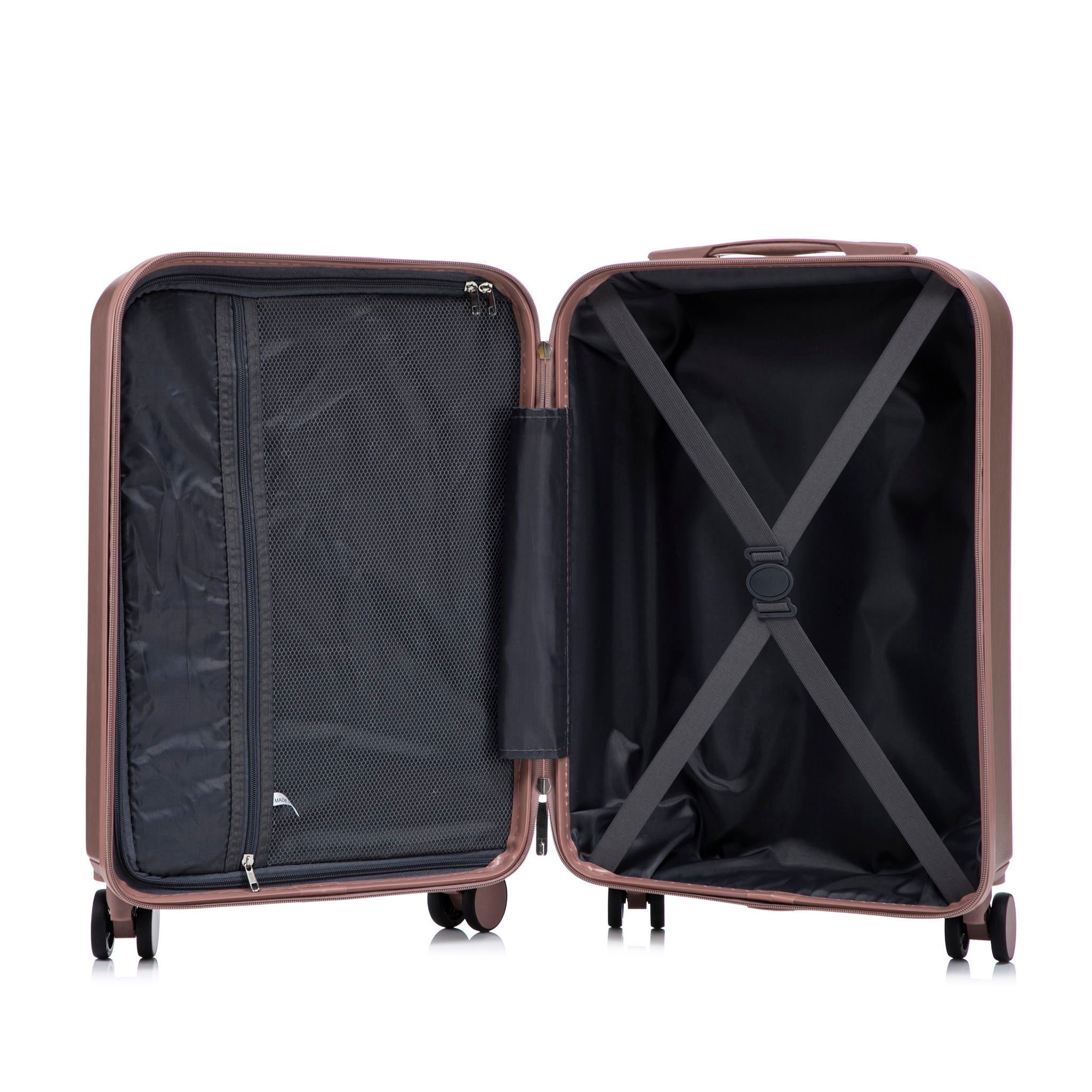 Luggage Set With Cosmetic Case, Combination Lock, Front Opening Design