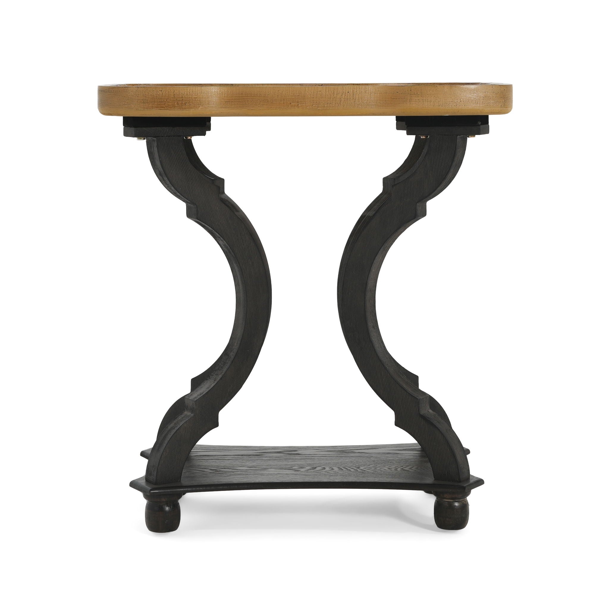 Charming French Country End Table With Hourglass Design - Natural / Black