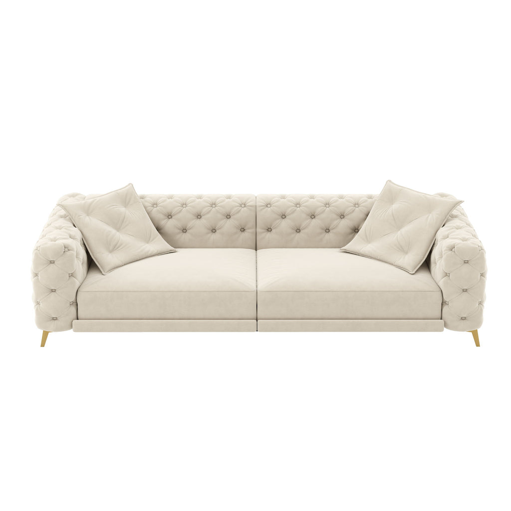 3 In 1 Convertible Sleeper, Deep Seat Pull Out Sofa Bed, Button Tufted