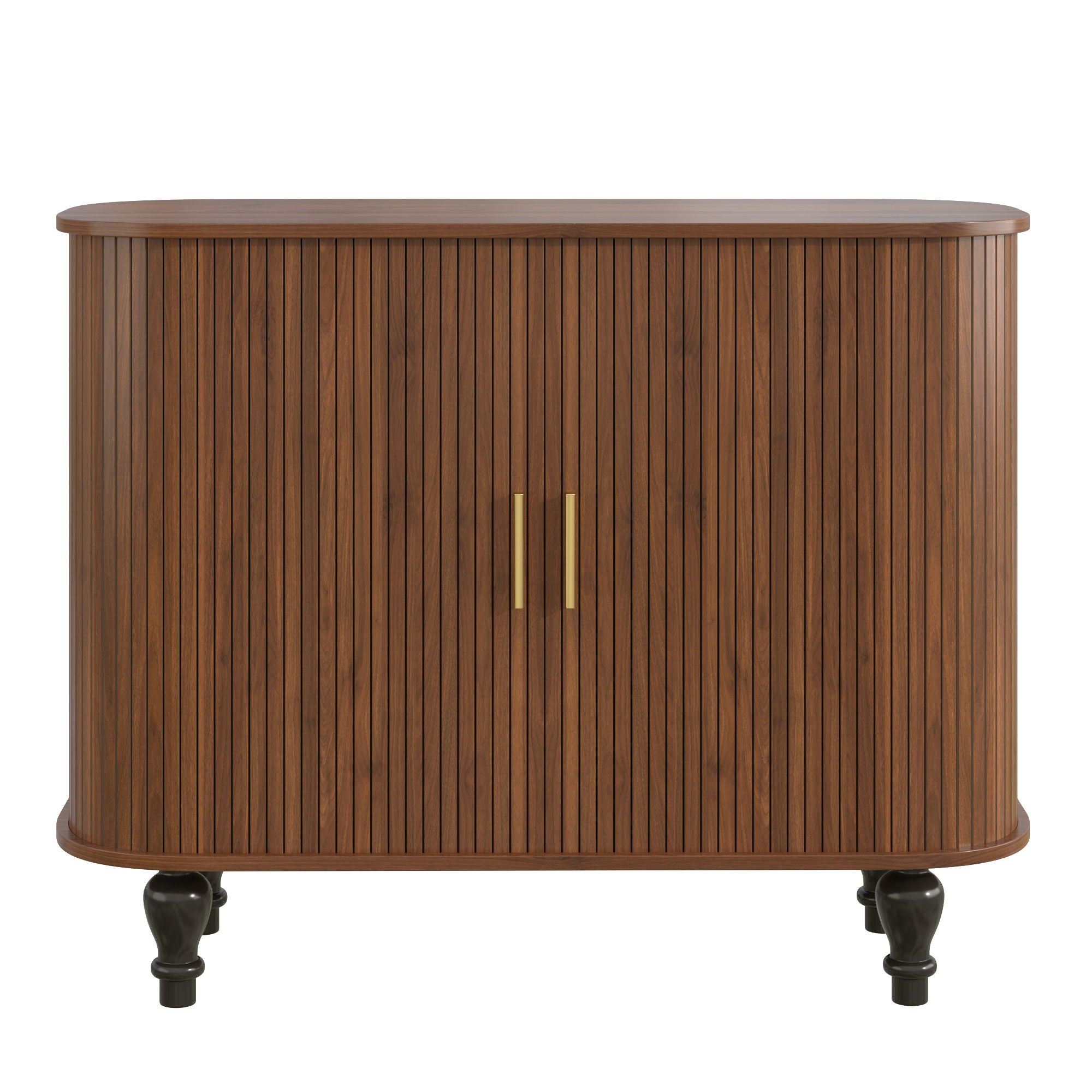 Fluted Liquor & Coffee Bar Cabinet With 6 Wine Racks And 3 Glass Holders