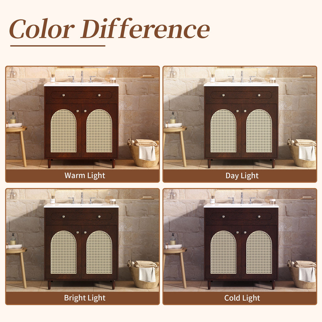 Modern Bathroom Vanity With Sink, Cabinet With Adjustable Shelf