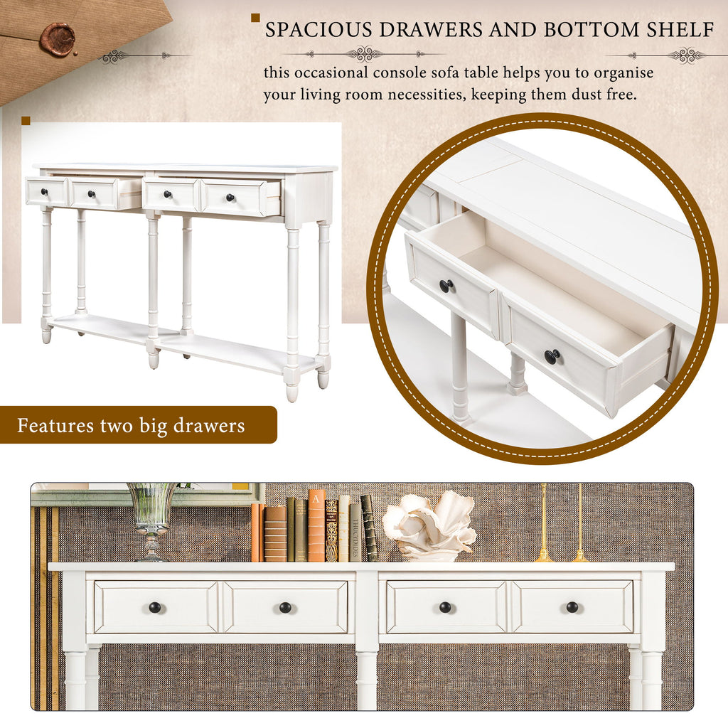 Hearth & Haven Daniel - Console Table With 2 Storage Drawers And Bottom Shelf