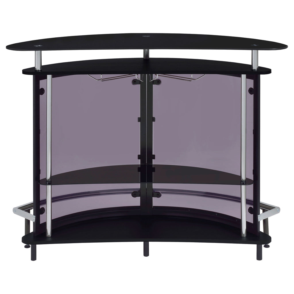 Strick & Bolton - Freestanding Glass Top Home Bar Wine Cabinet With Panels - Black