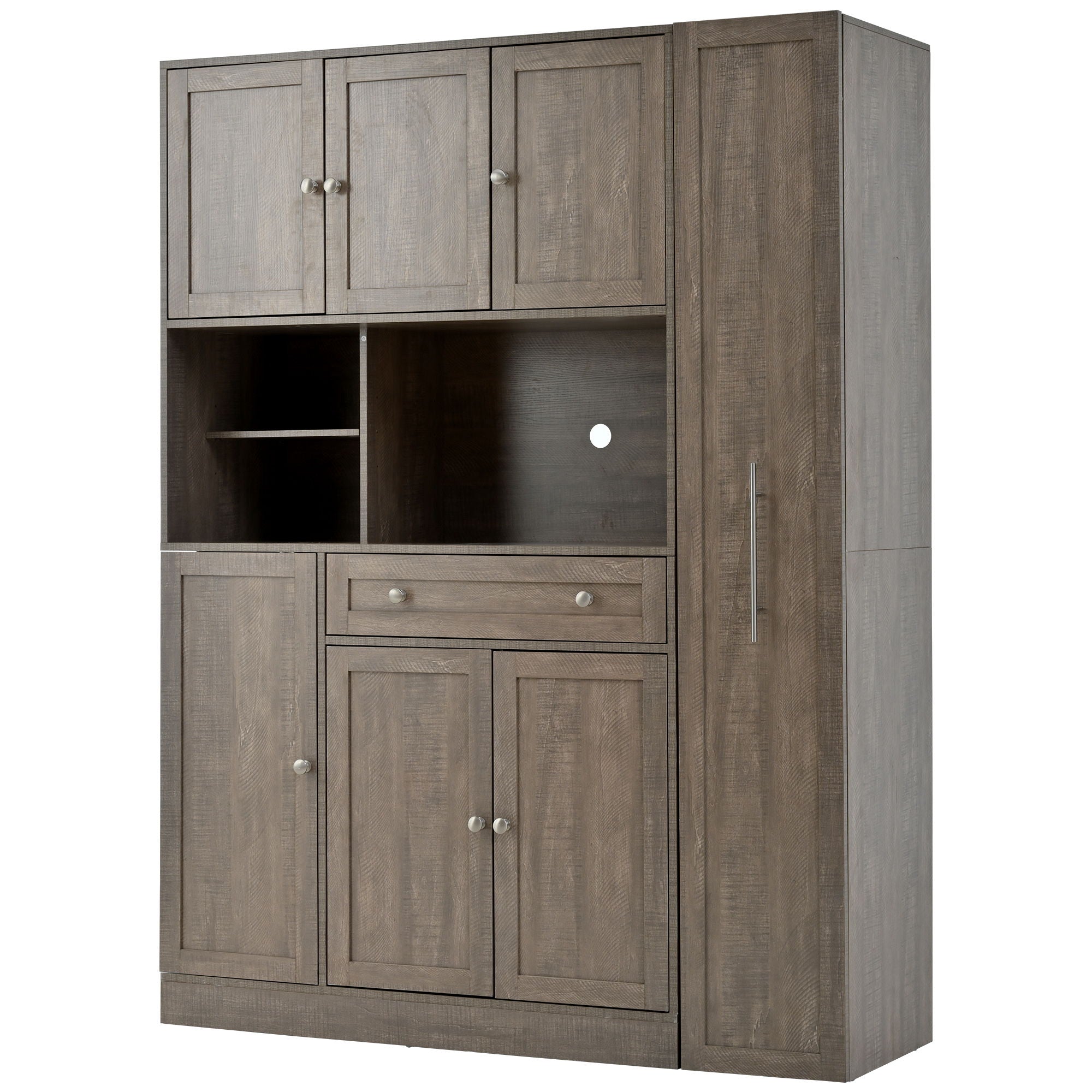 Large Kitchen Pantry Storage Cabinet Cupboard With Pull Out Side Cabinet
