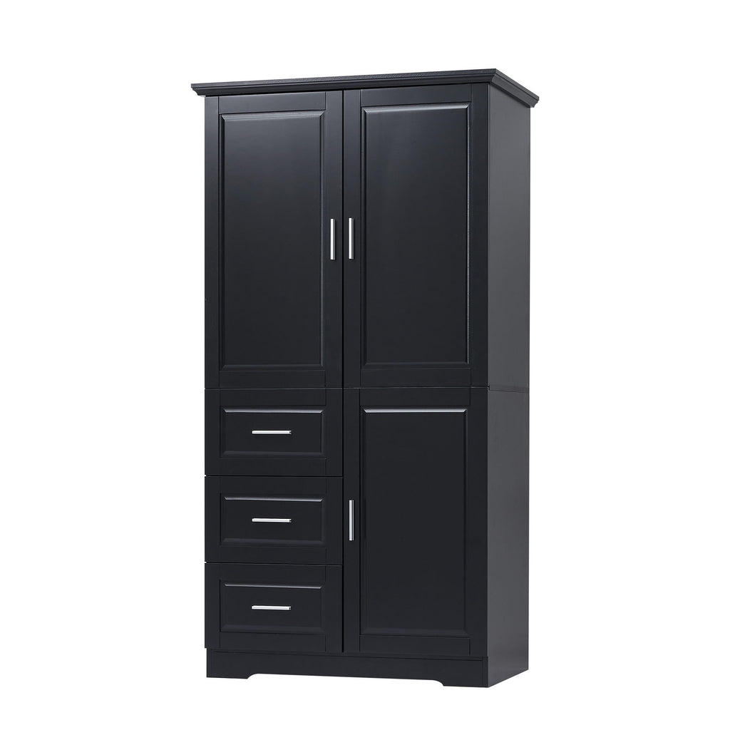 Tall And Wide Storage Cabinet With Doors, 3 Drawers