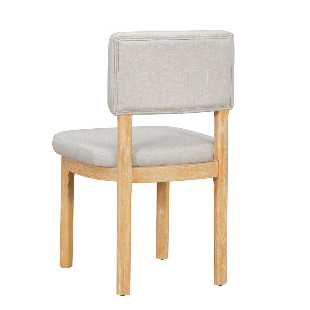 Dining Table Set With 6 Upholstered Chairs, Rectangular Table With Cutout Legs
