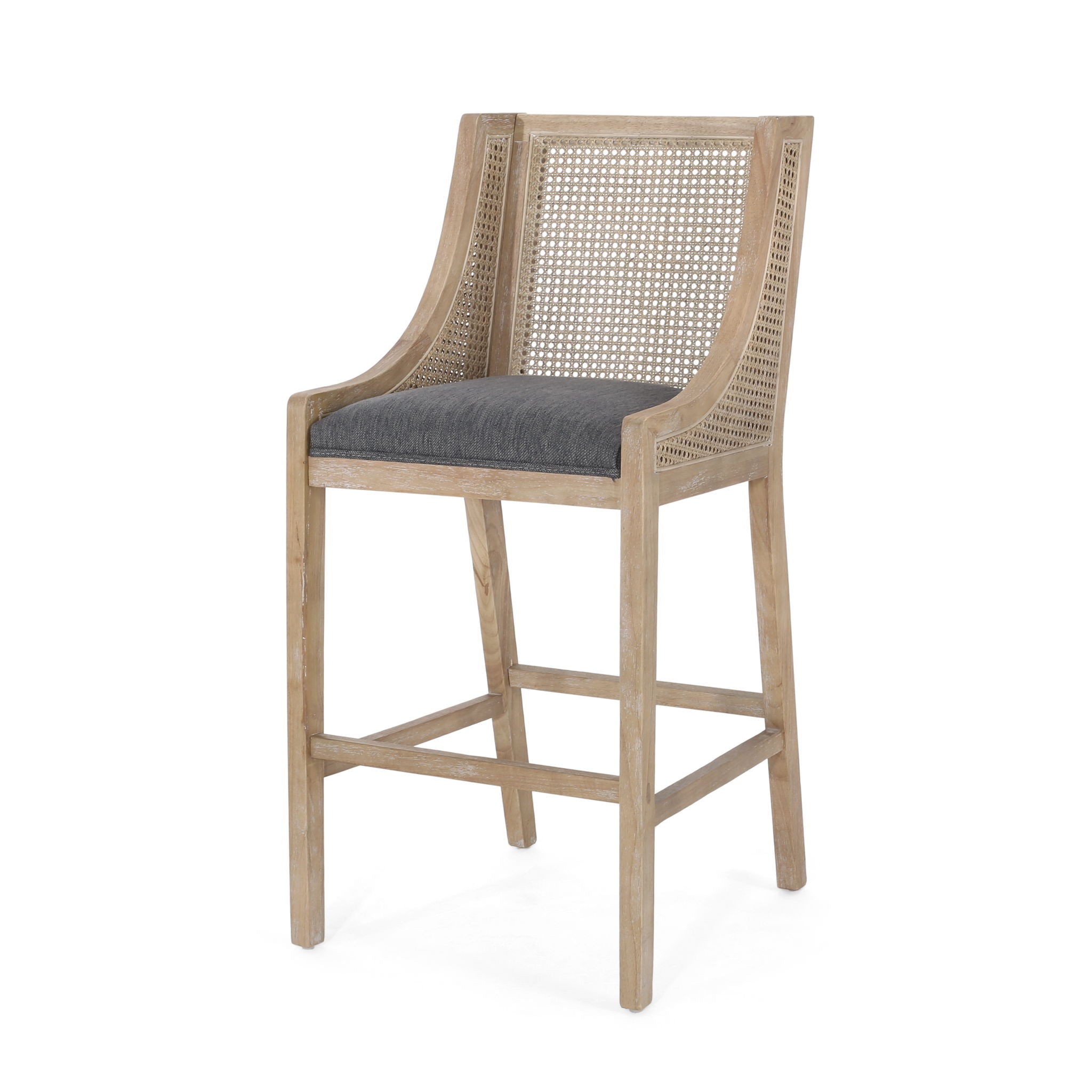 Celestiality - Upholstered Barstool With Cane Webbing Backrest (Set of 2)