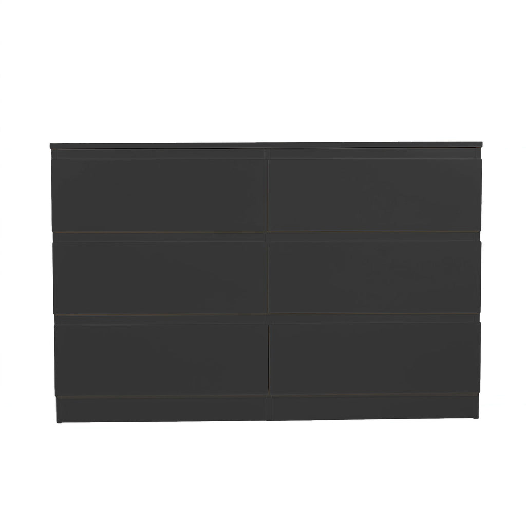 6 Drawer Dresser With Spacious Countertop And Concealed Handles