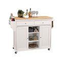 Tullarick - Kitchen Cart - Natural Wooden Top & White
