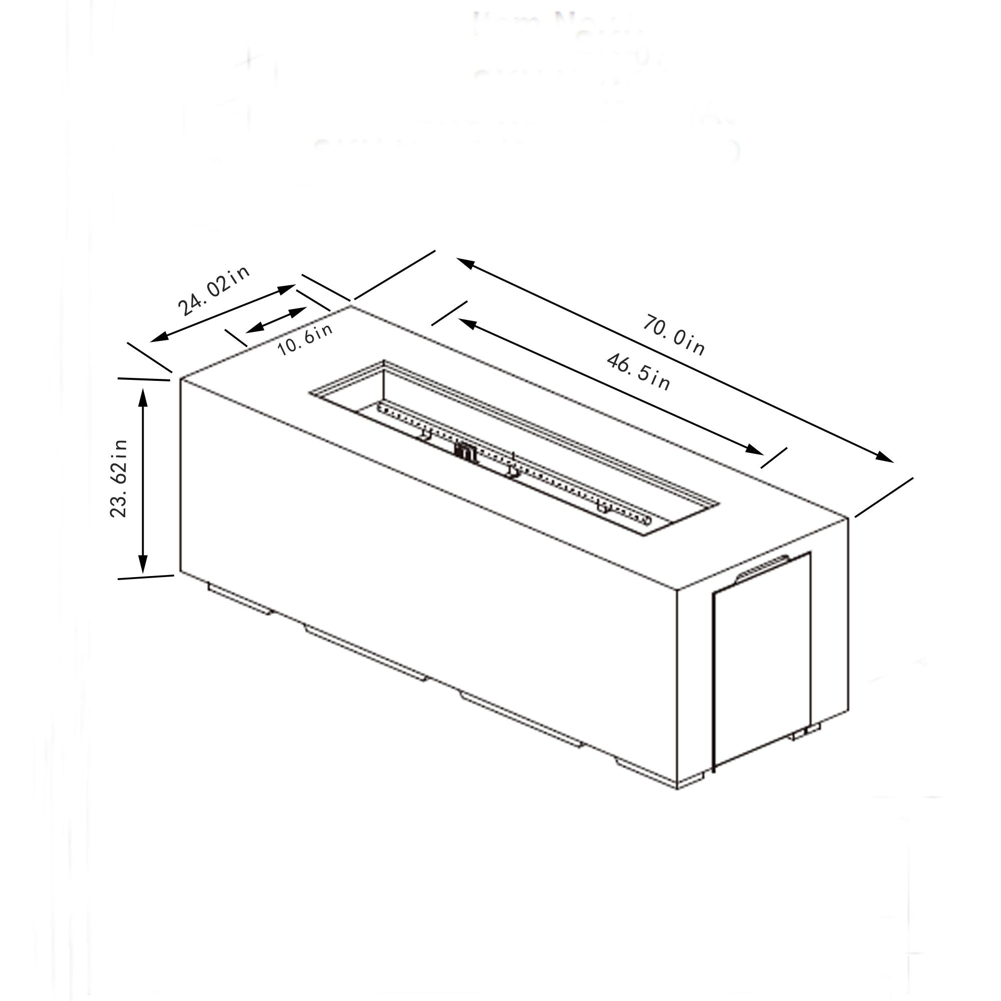 Propane Gas 60000 Btu Rectangular Fire Pit For Outside - Light Gray