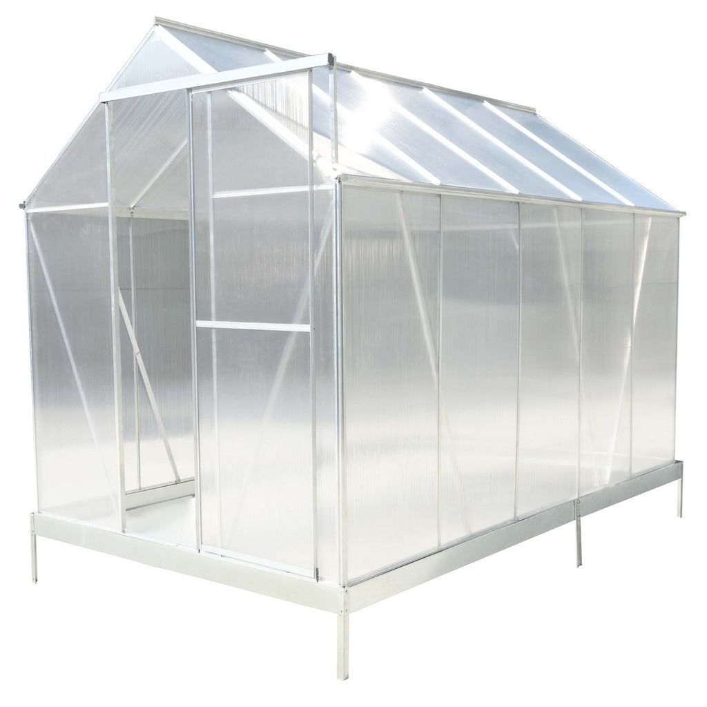 Polycarbonate house, Heavy Duty Outdoor Aluminum Walk-In House Kit With Rain Gutter, Vent And Door For Backyard Garden