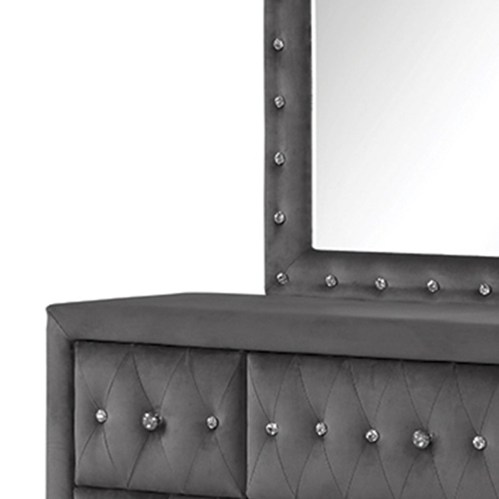 Sophia - Tufted Mirror - Gray