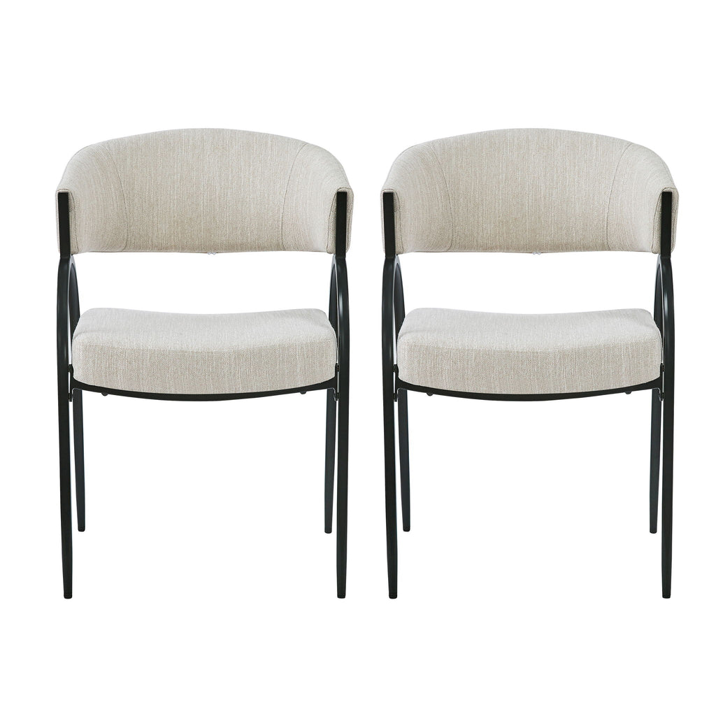 Contemporary Upholstered Dining Chairs With Metal Legs (Set of 2)