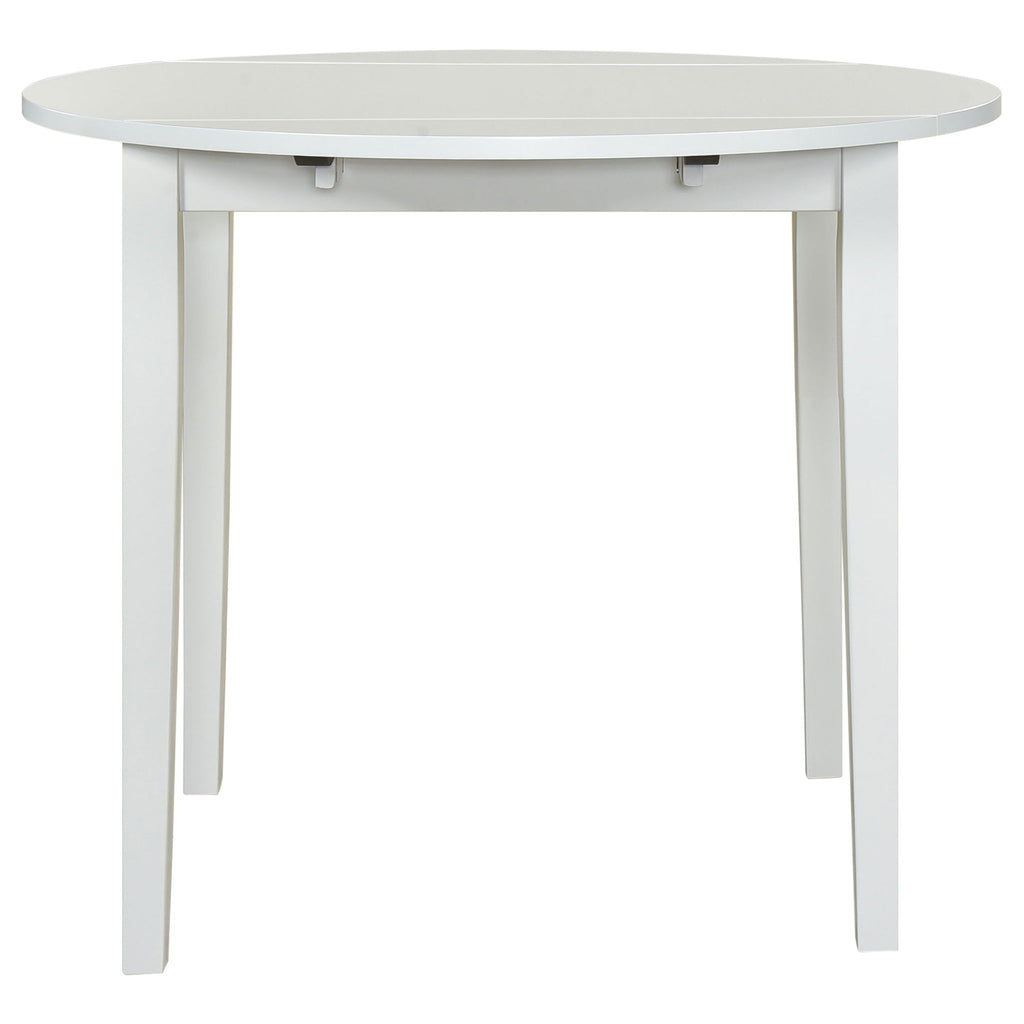 Cliff - 3 Piece Round Drop Leaf Dining Table Set With Ladderback Chairs - White