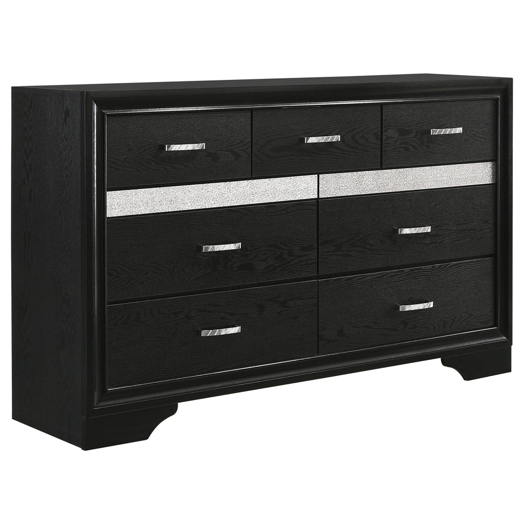 Modern Bedroom Set With Upholstered Headboard And Textured Storage