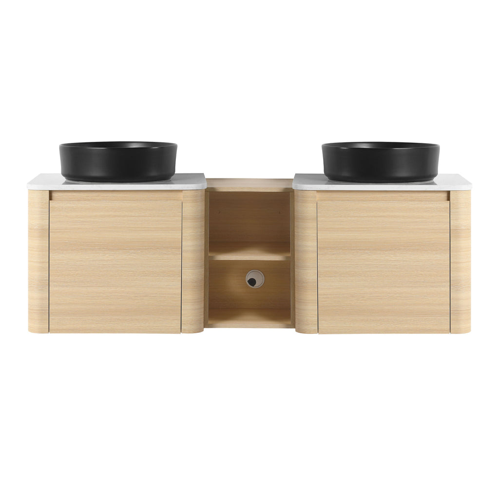 Mounted Bathroom Vanity With Art Sink, 1 Storage Shelf, Soft Close Door