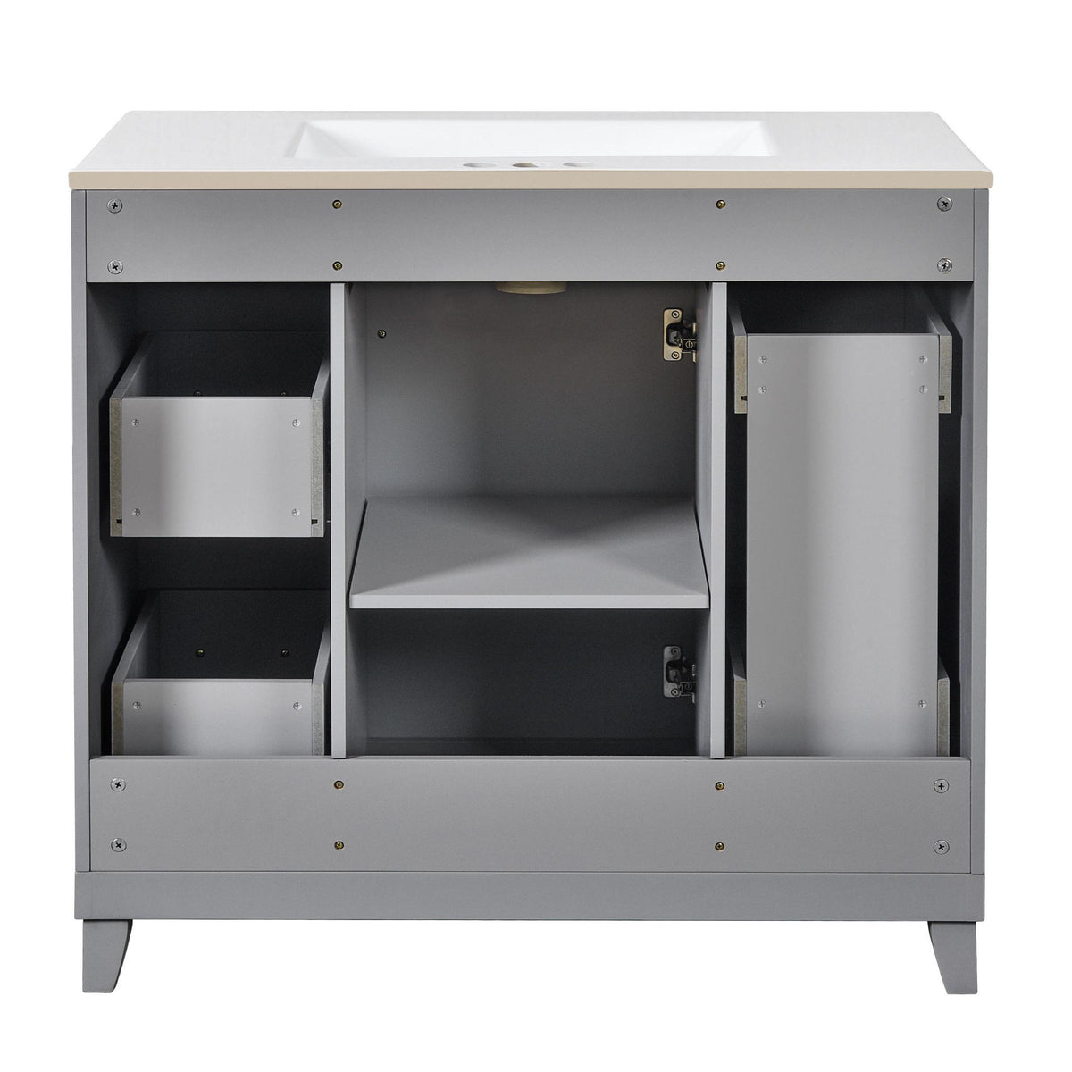 Bathroom Vanity With Ceramic Sink, Soft Close Doors, Adjustable Shelves
