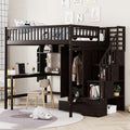 Loft Bed With Bookshelf, Drawers, Desk, And Wardrobe