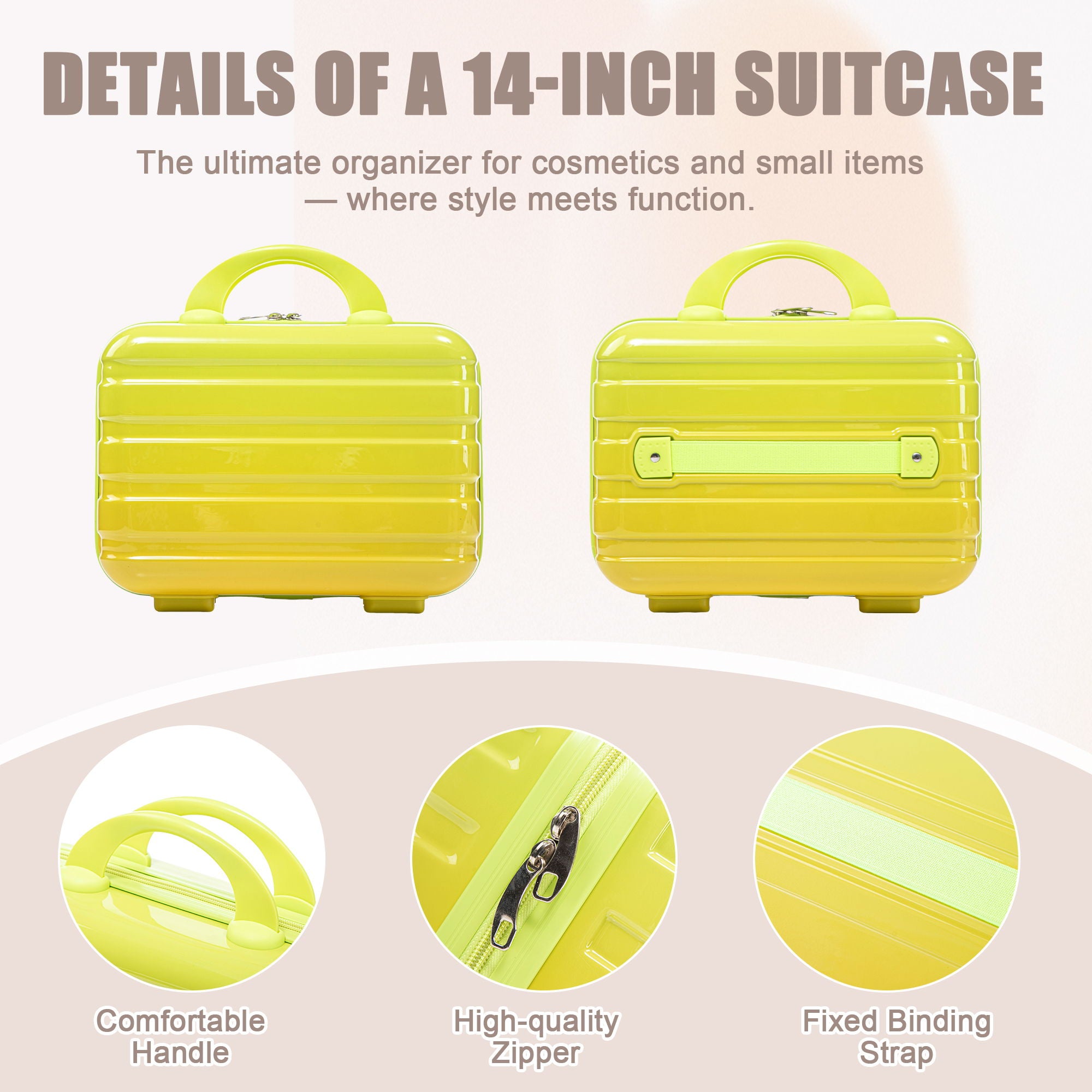 Luggage Set 14" / 20" With Combination Lock And Cosmetic Case