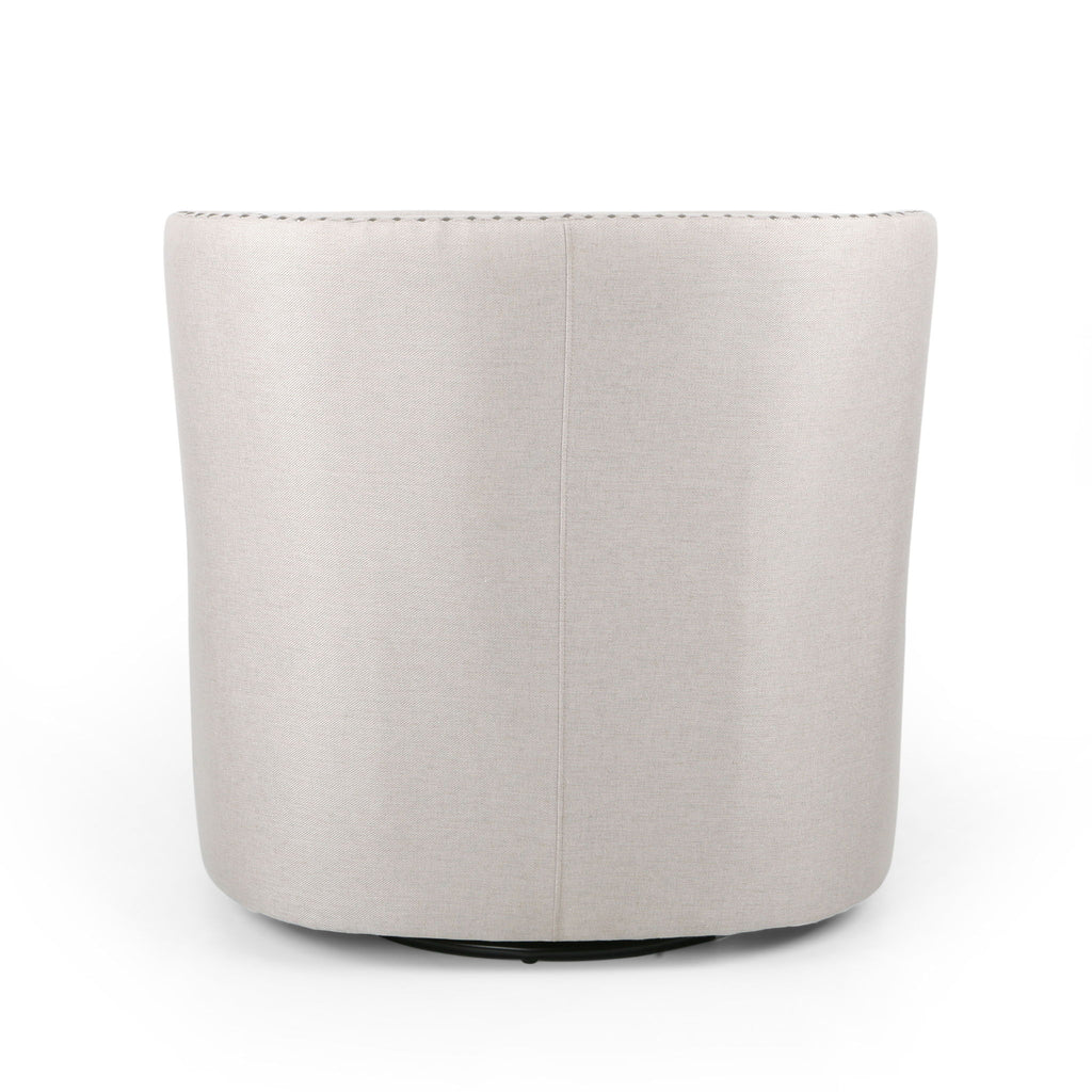 Modern Upholstered Swivel Club Chair With Nailhead Trim