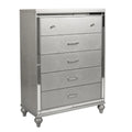 1 Piece Chest With 5 Drawers Snake Skin Bedroom Furniture - Silver