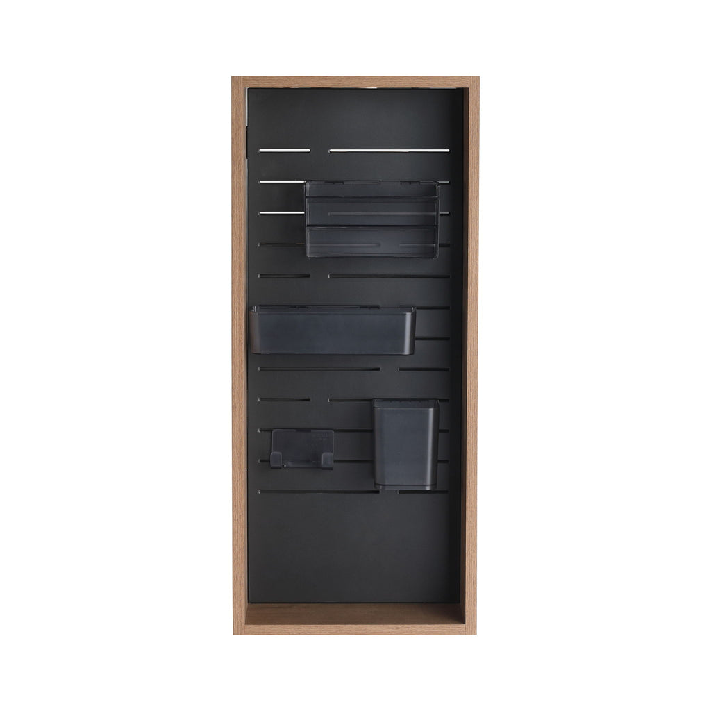 Wall Mounted Storage Cabinet With 4 Diy Accessories - Imitative Oak
