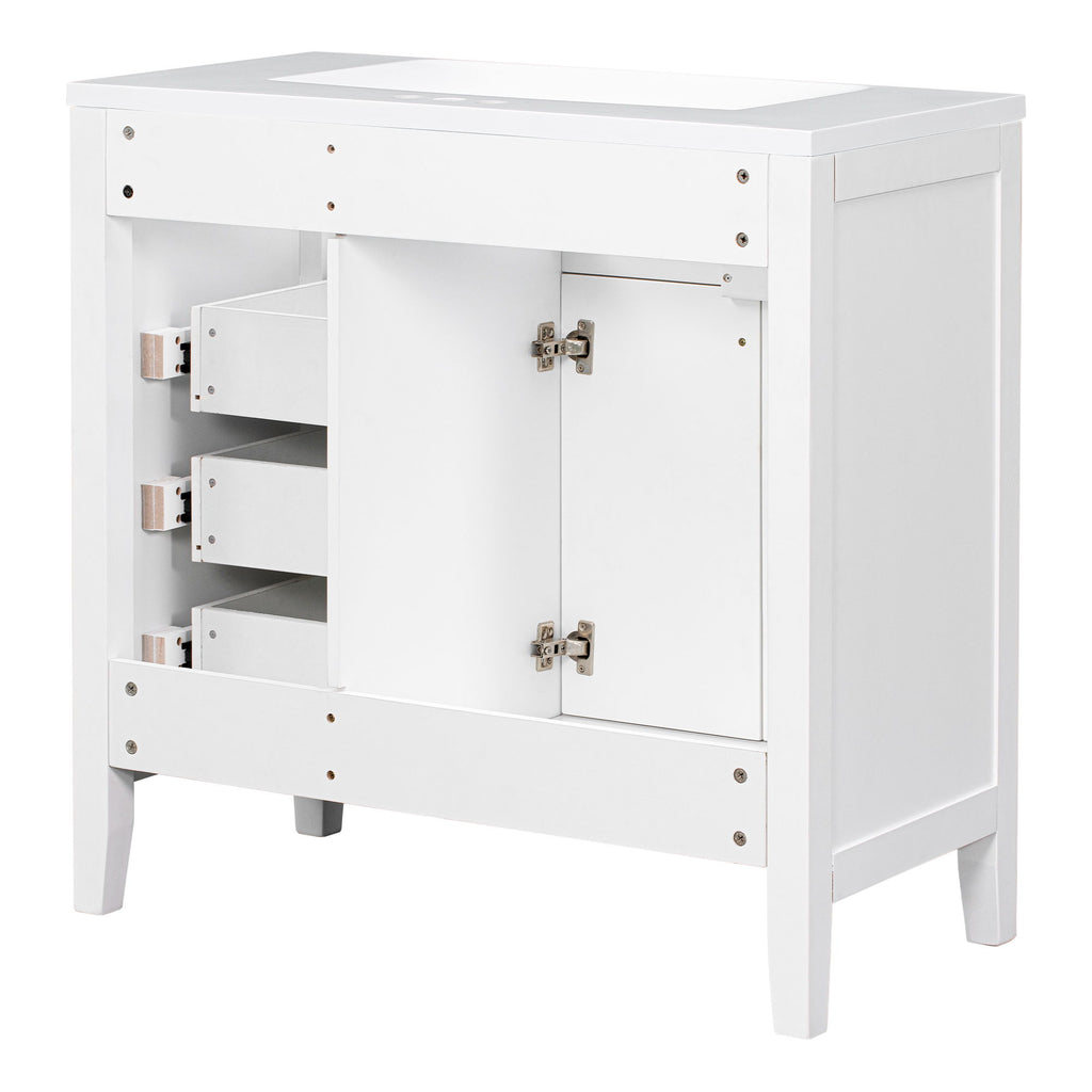 Modern Bathroom Vanity With Sink, Freestanding With Drawers And Doors