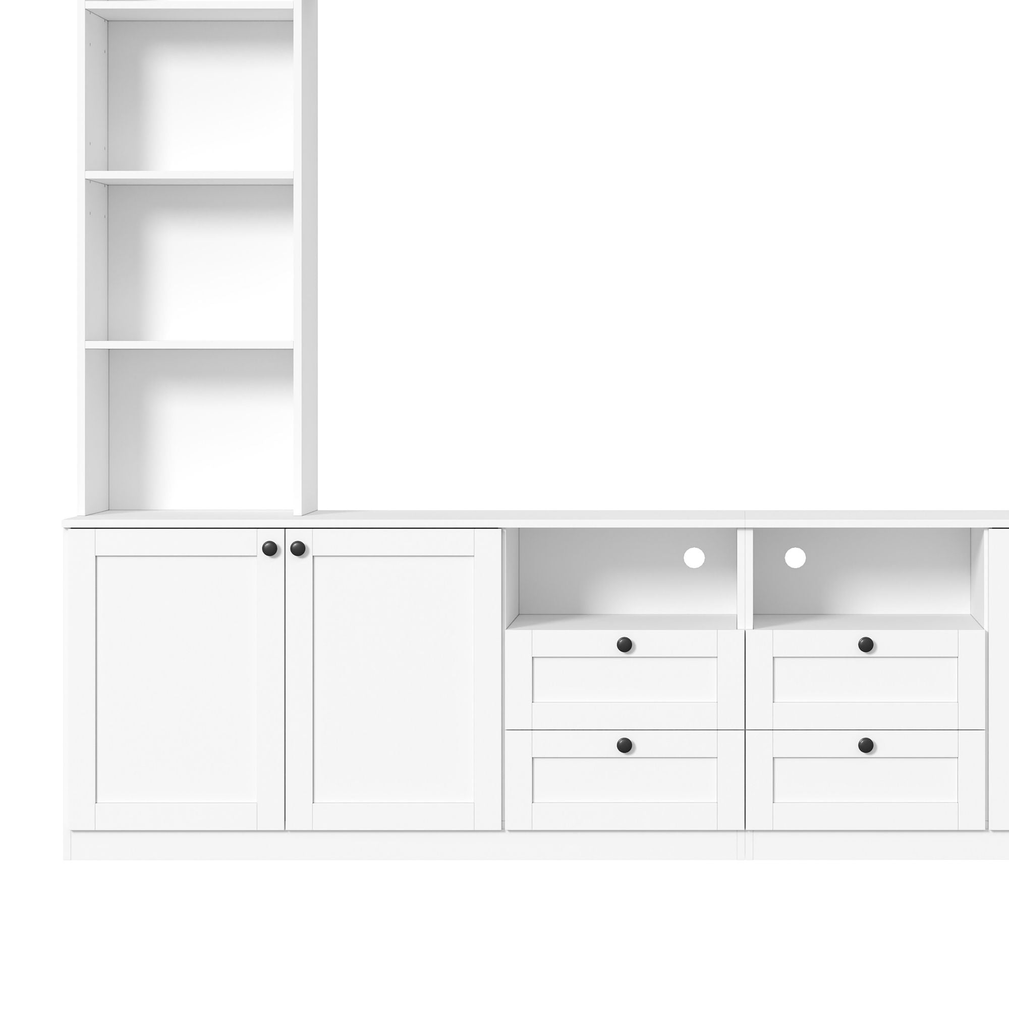 Farmhouse Elegant Entertainment Center Wall Unit With 4 Drawers
