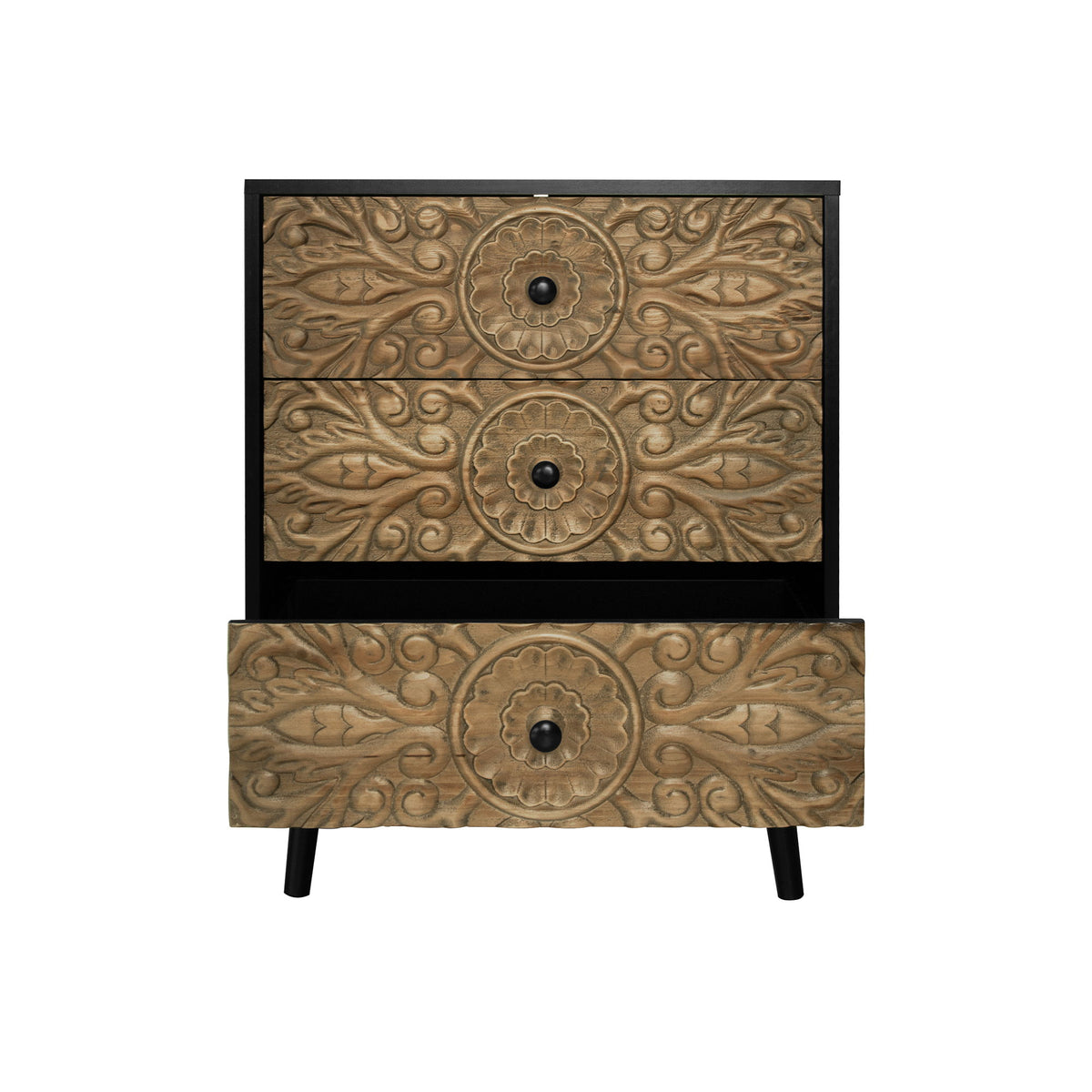3 Drawer Cabinet, Suitable For Bedroom - Black