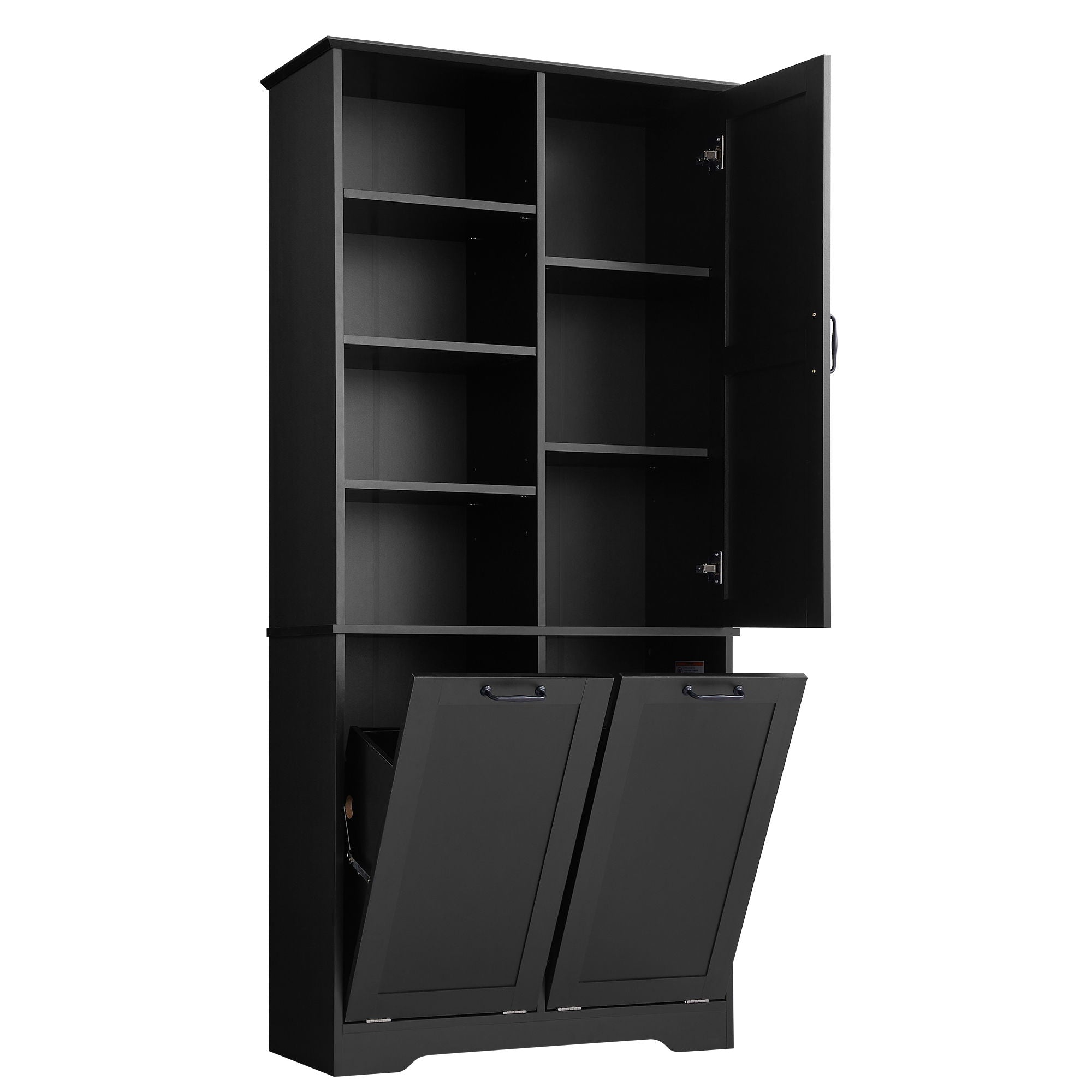 Freestanding Bathroom Storage Cabinet With Doors And Drawers, Adjustable Shelves, Tilt-Out Laundry Hamper
