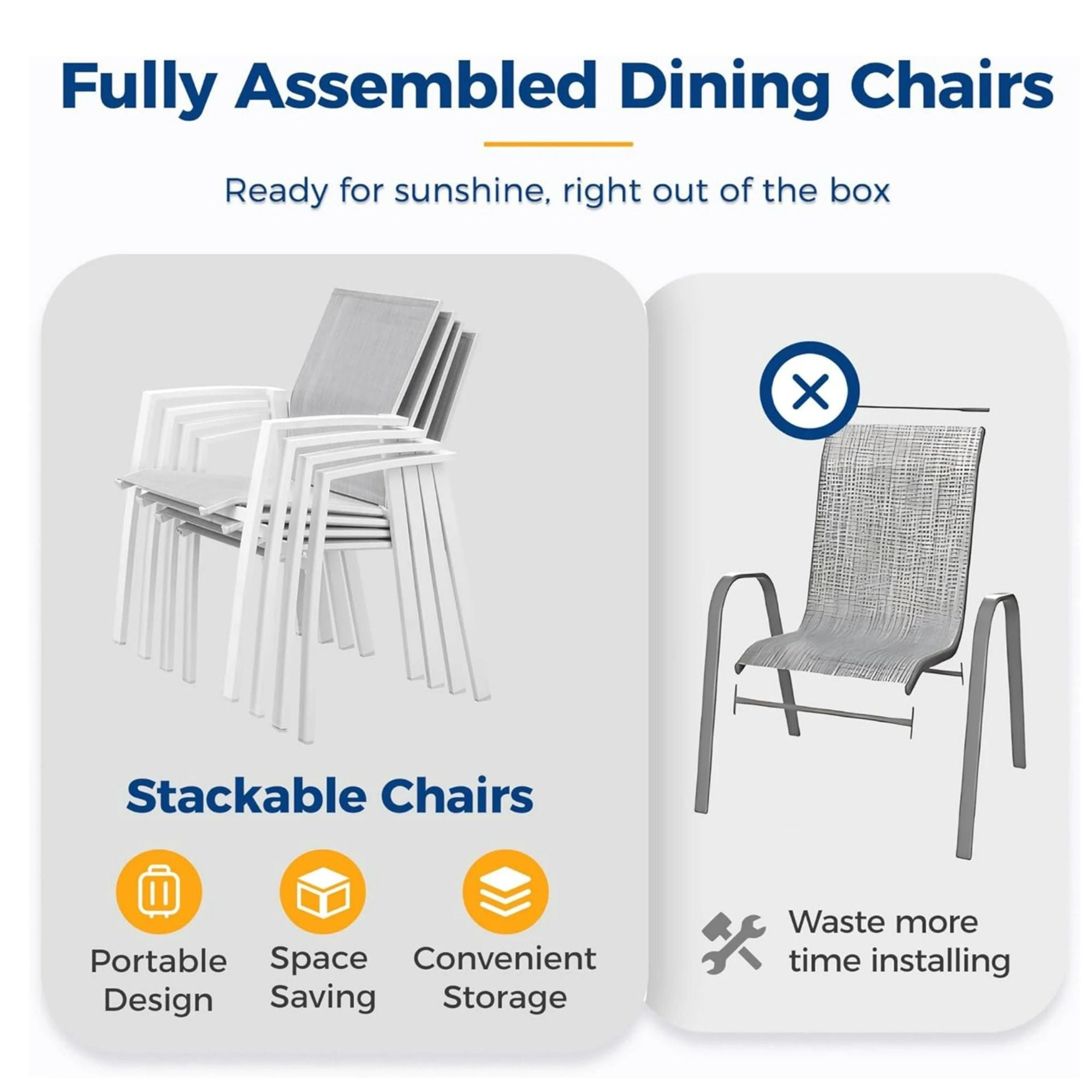 Patio Stackable Dining Chairs (Set of 4)