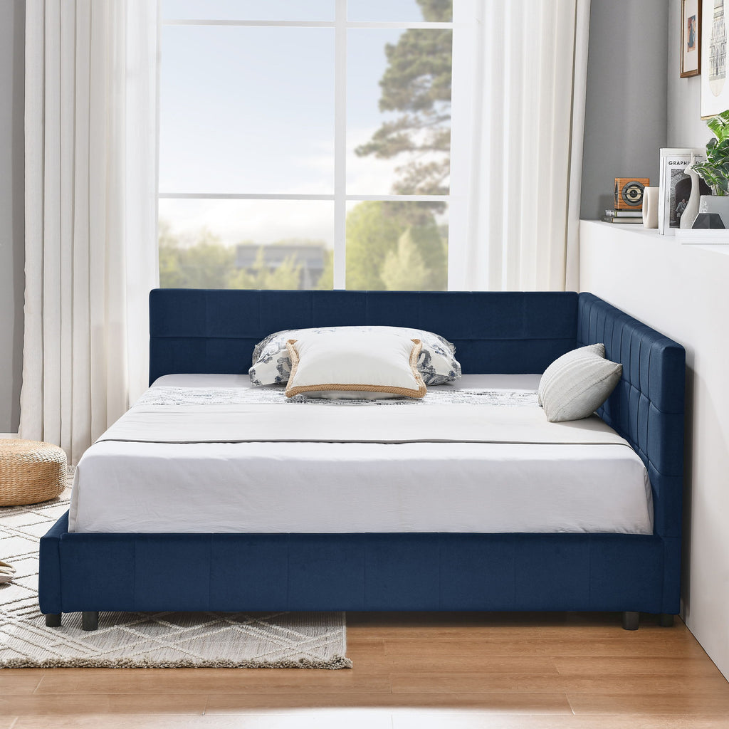 Elegant Design Storage Upholstered Tufted Bed Frame With Backrest And Armrests