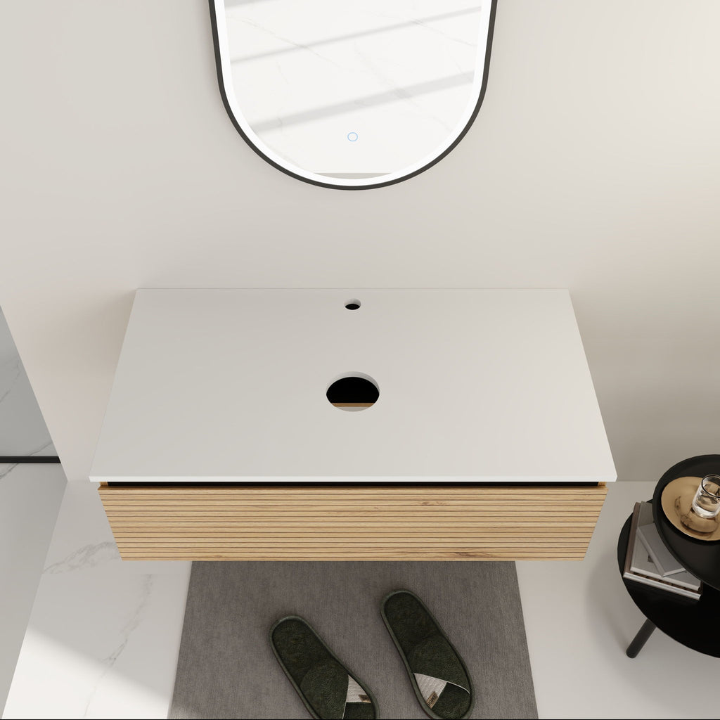 Wall Mounted Bathroom Vanity & 1 Soft Close Drawer (Excluding Sink)