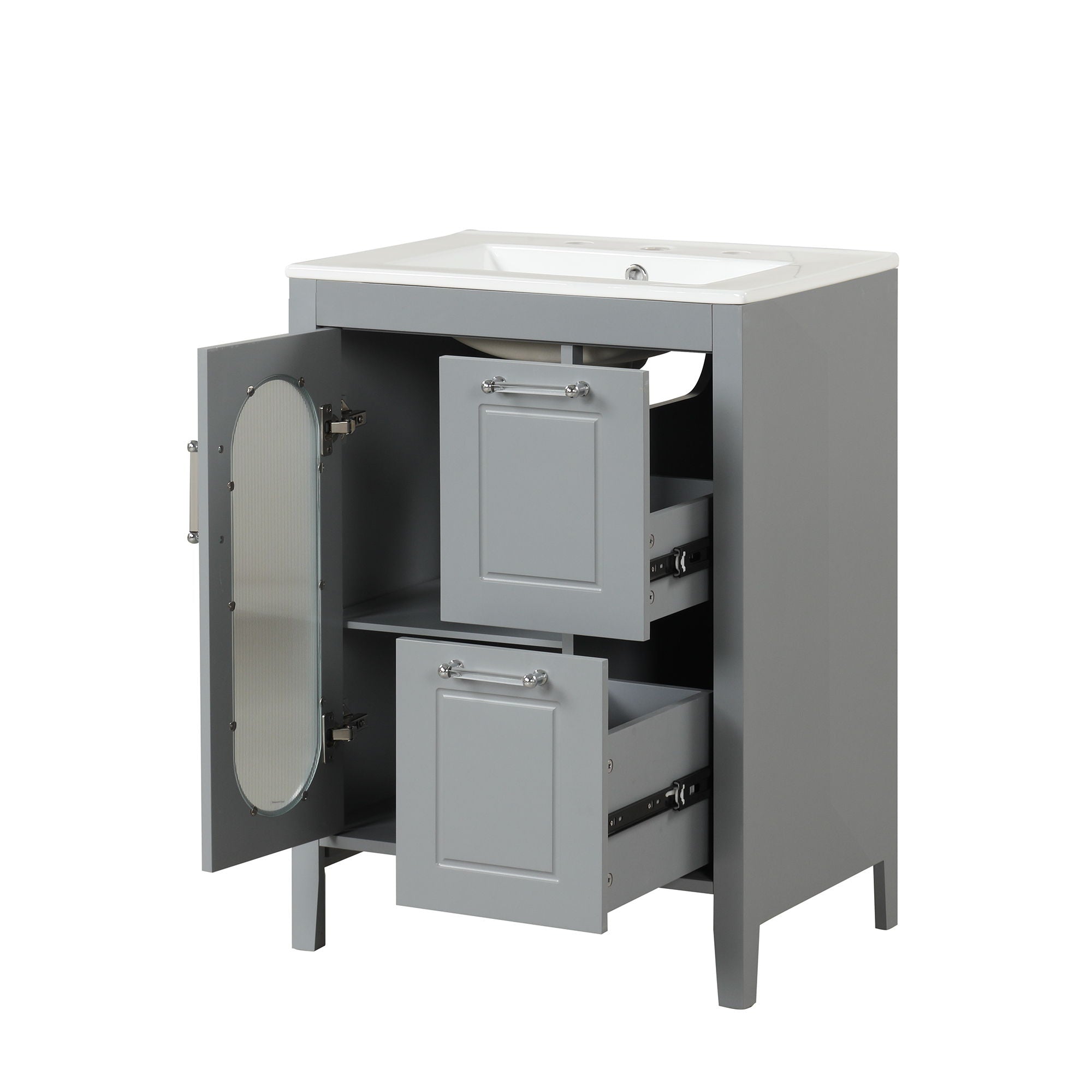 Modern Bathroom Vanity With Sink, Cabinet With 2 Drawers And Door, Adjustable Shelf