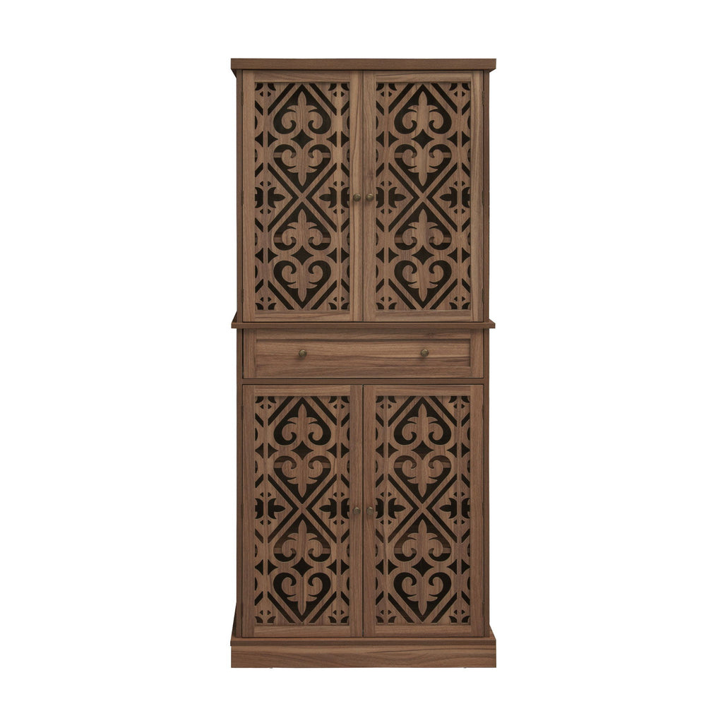 4 Door Cabinet With 1 Drawer, With 4 Adjustable Inner Shelves, Storage Cabinet