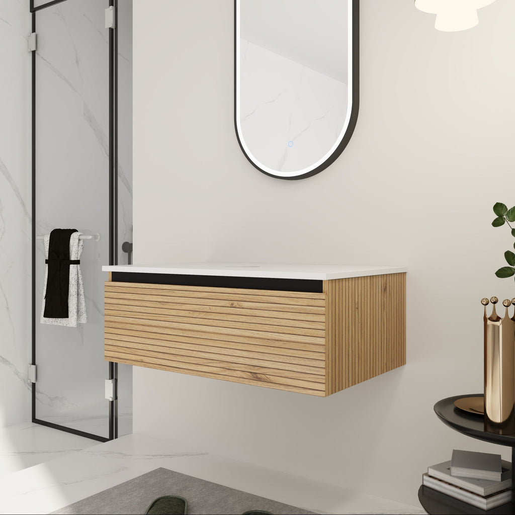 Wall Mounted Bathroom Vanity & 1 Soft Close Drawer (Excluding Sink)