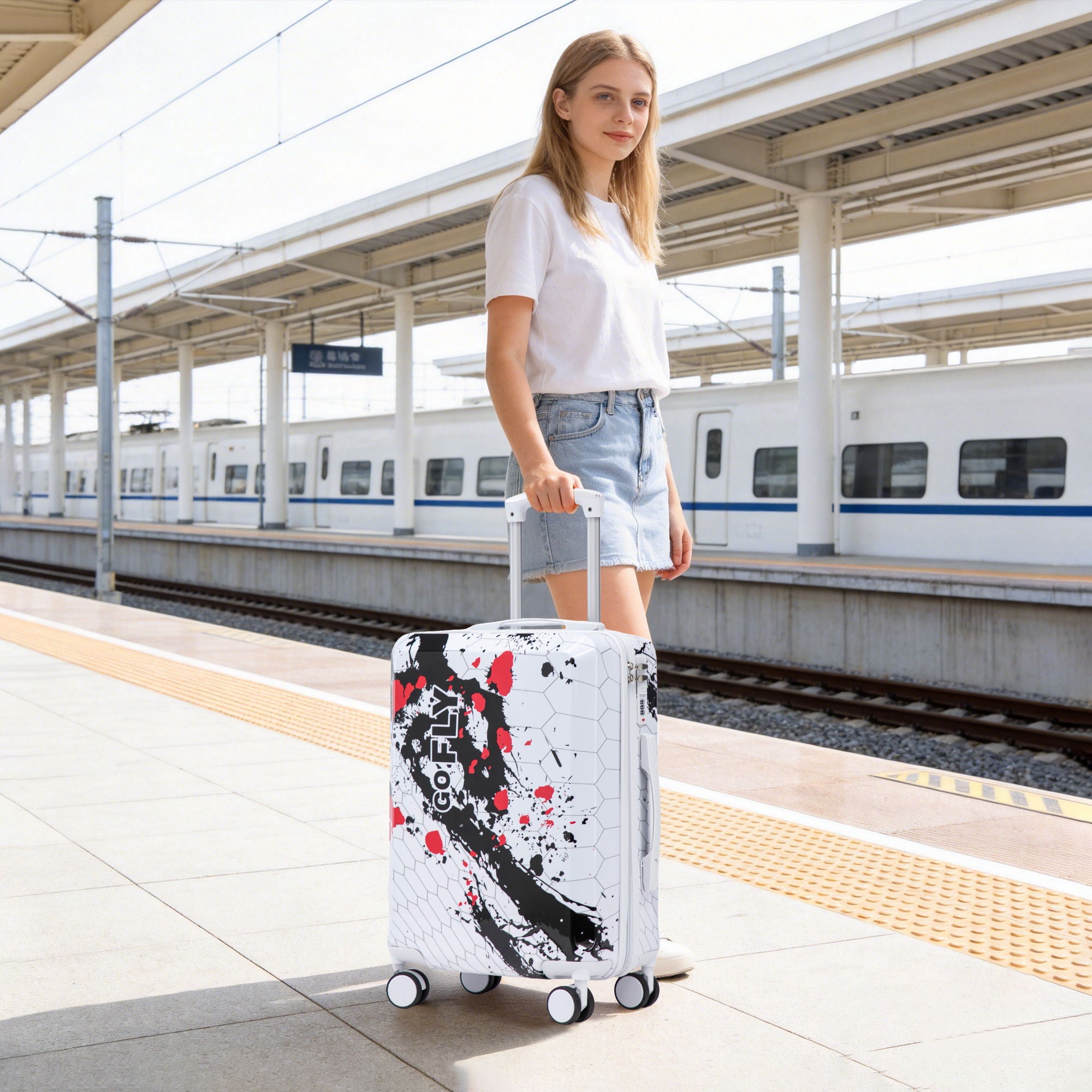 Luggage With Combination Lock, Lightweight Carry-On Suitcase