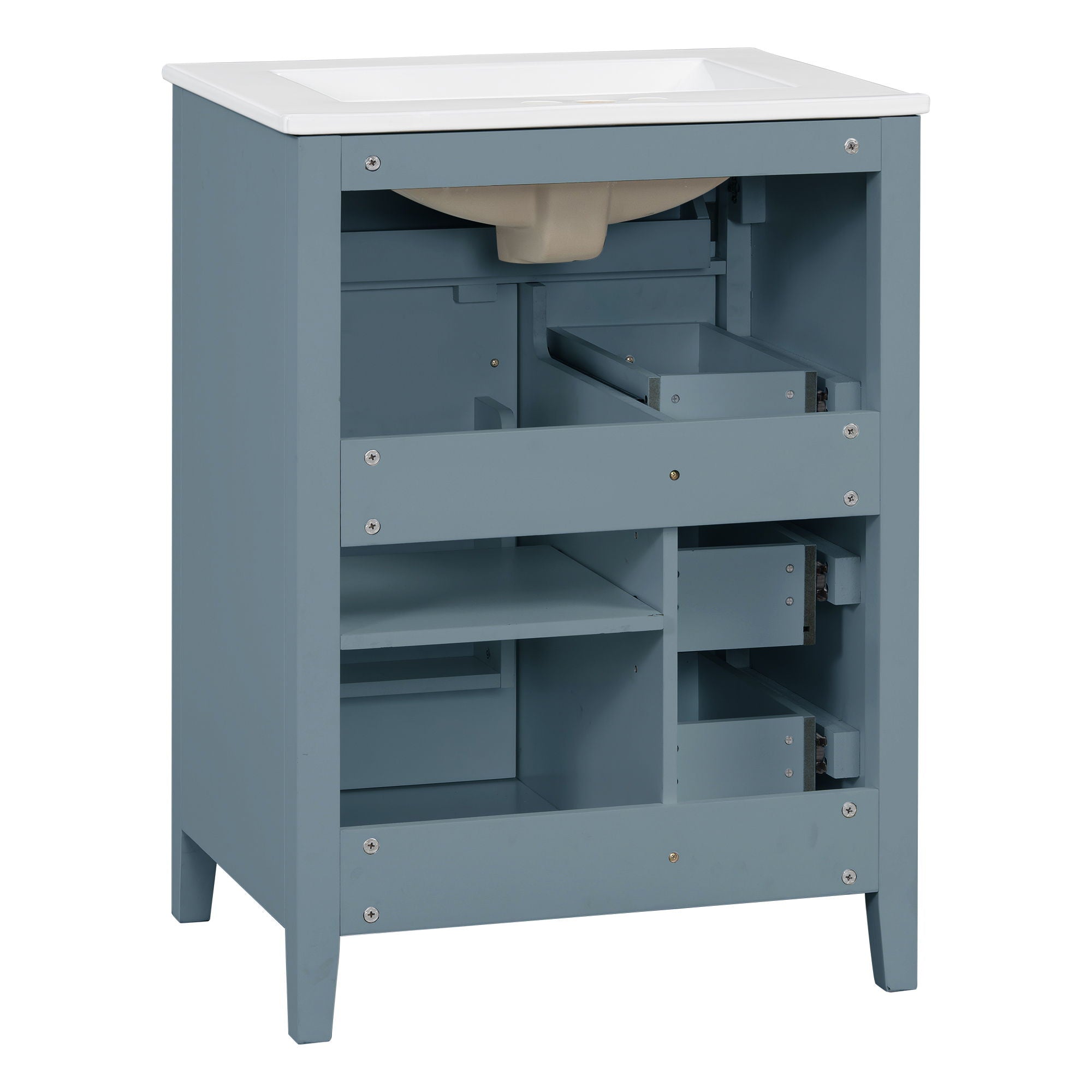 Bathroom Vanity With Sink, 3 Drawers & Cabinet With Adjustable Shelves