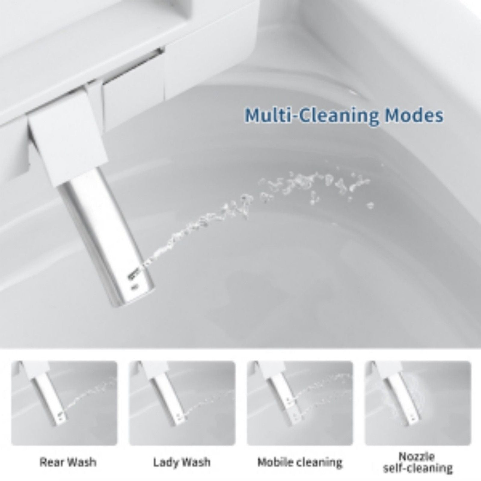 Tankless Smart Toilet With Bidet Built In, 1 Piece, Auto Flush, Auto Open / Close, Heated Seat, Bubble Wash, Warm Water And Dry, Adjustable Temp, Remote Control Side Know - White