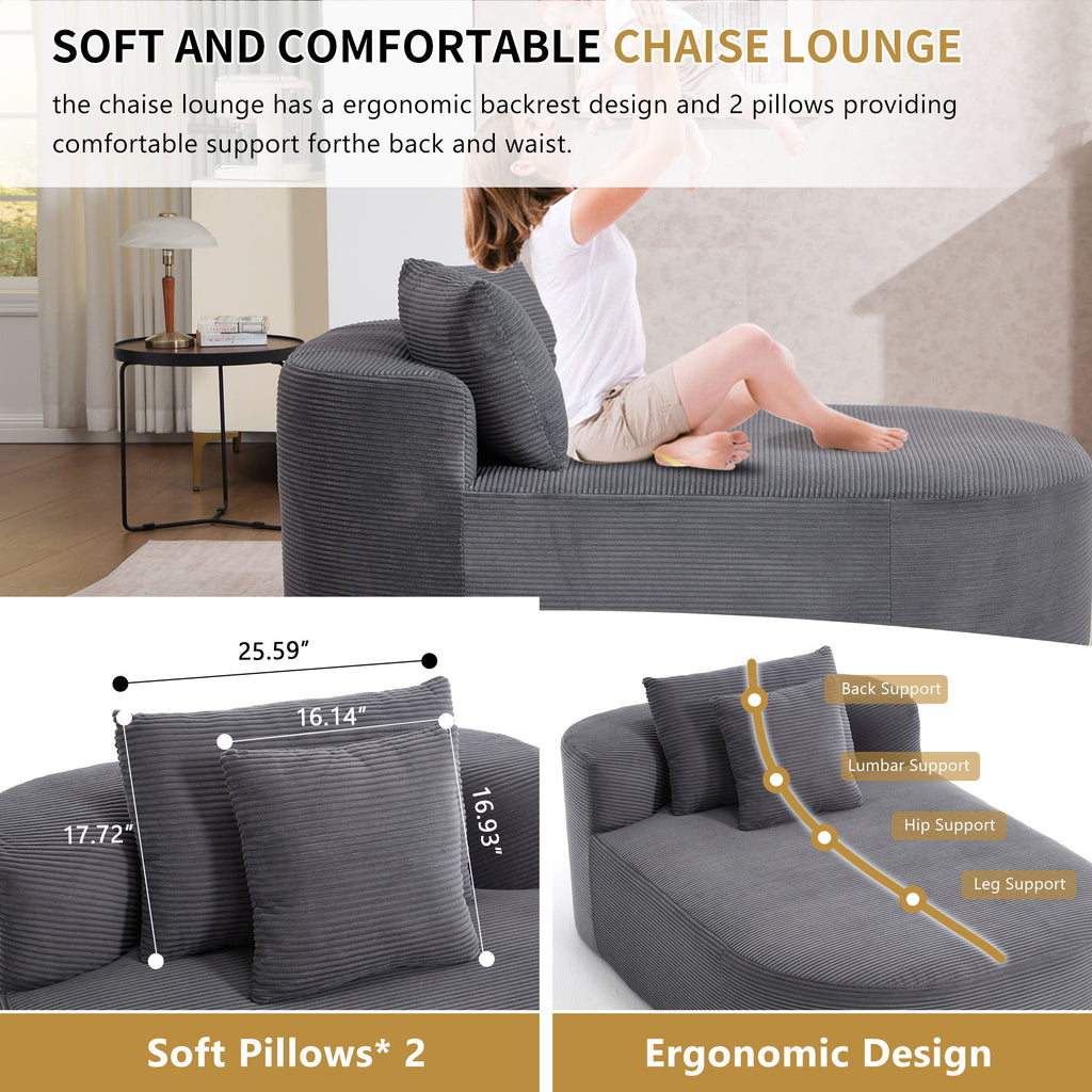 Oversized Chaise Lounge Sofa Bed With Deep Seat And Soft Pillows