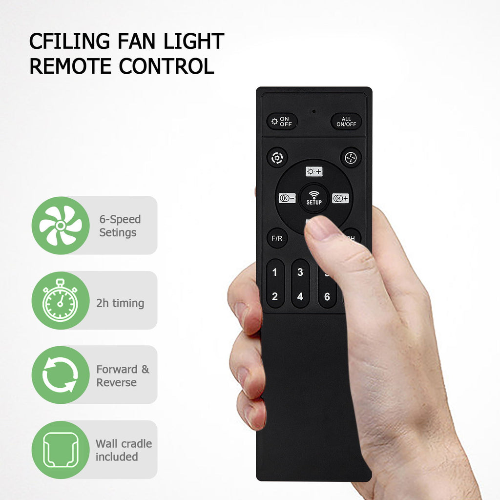 Bladeless Ceiling Fan With Remote Control, 6 Speeds Dimmable Light, Enclosed Low Profile For Living Room - Black