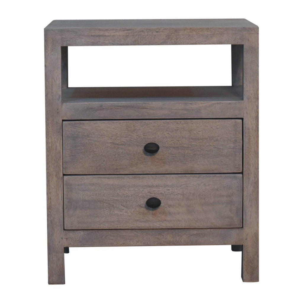 2 Drawer Open Bedside Table - Brown