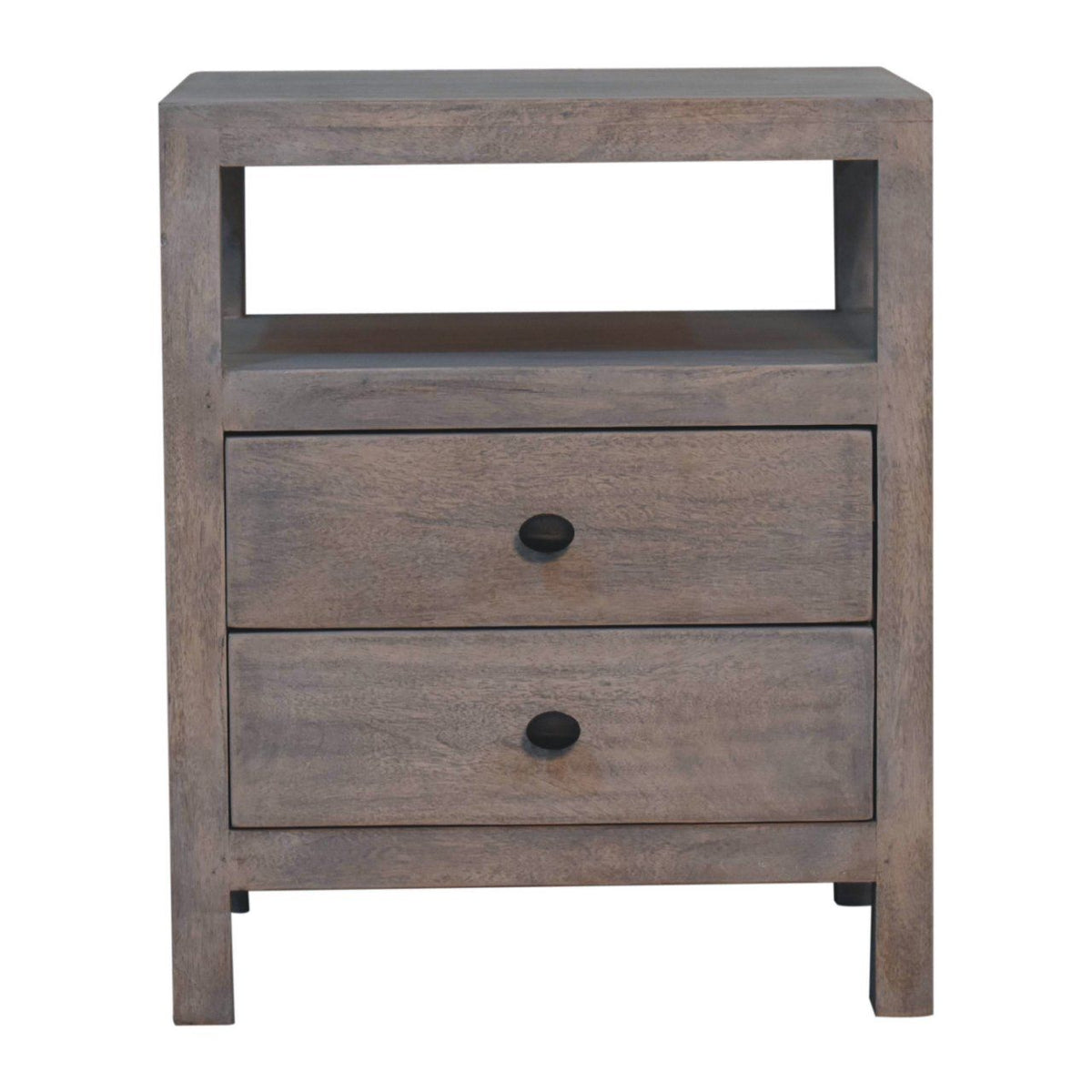 2 Drawer Open Bedside Table - Brown